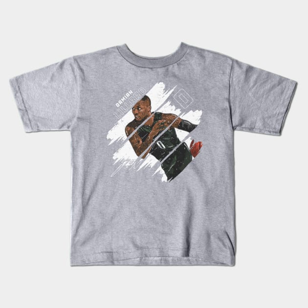 Damian Lillard Milwaukee Stripes Kids T-Shirt by ClarityMacaws